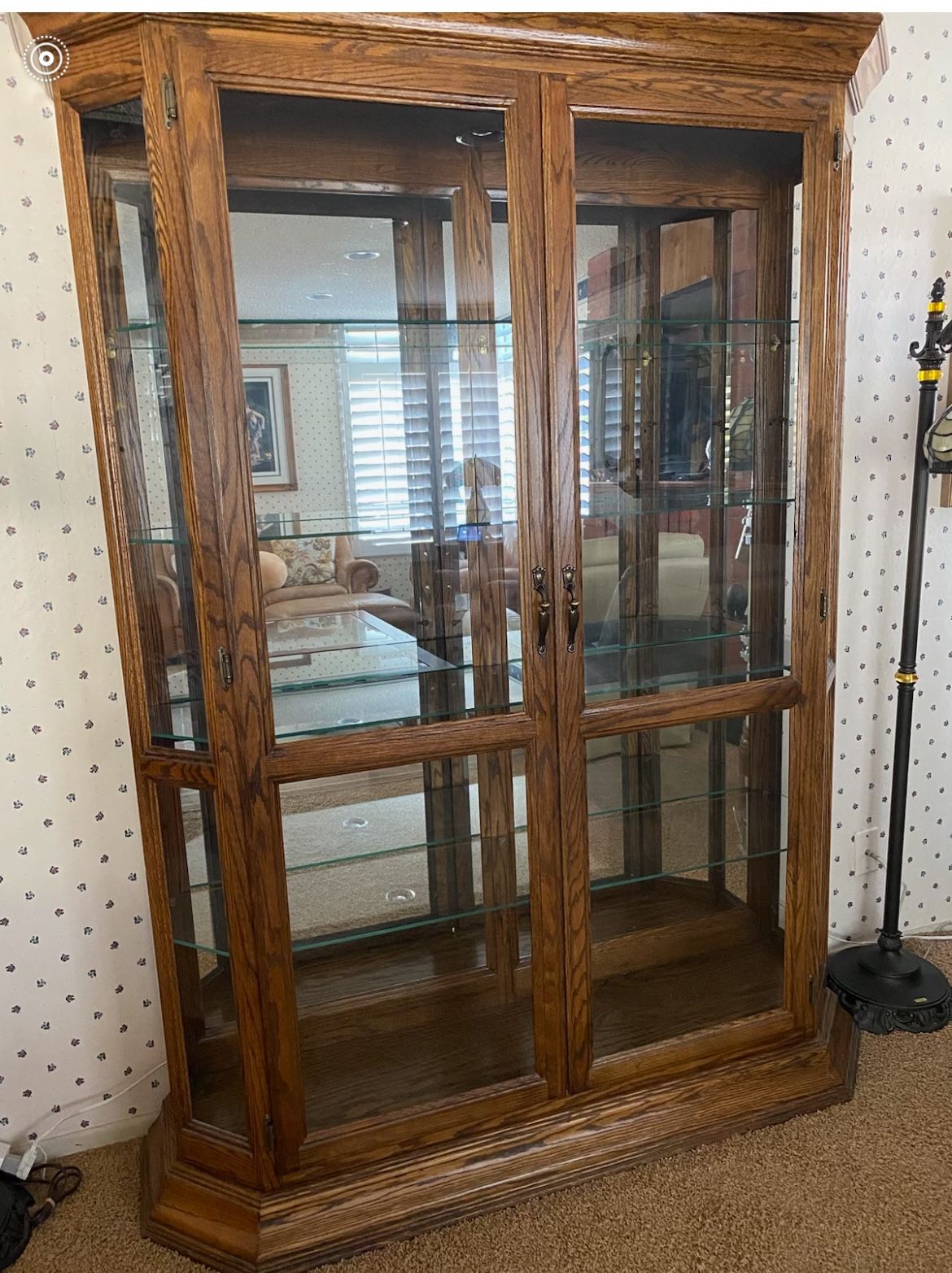 Solid Oak Curio Cabinet