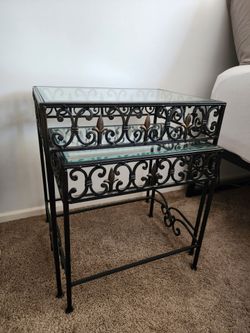 Black Iron Fleur de Lys Nesting Tables