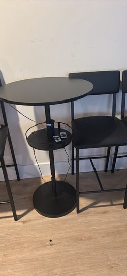 Bar stool with LED lights and two chairs
