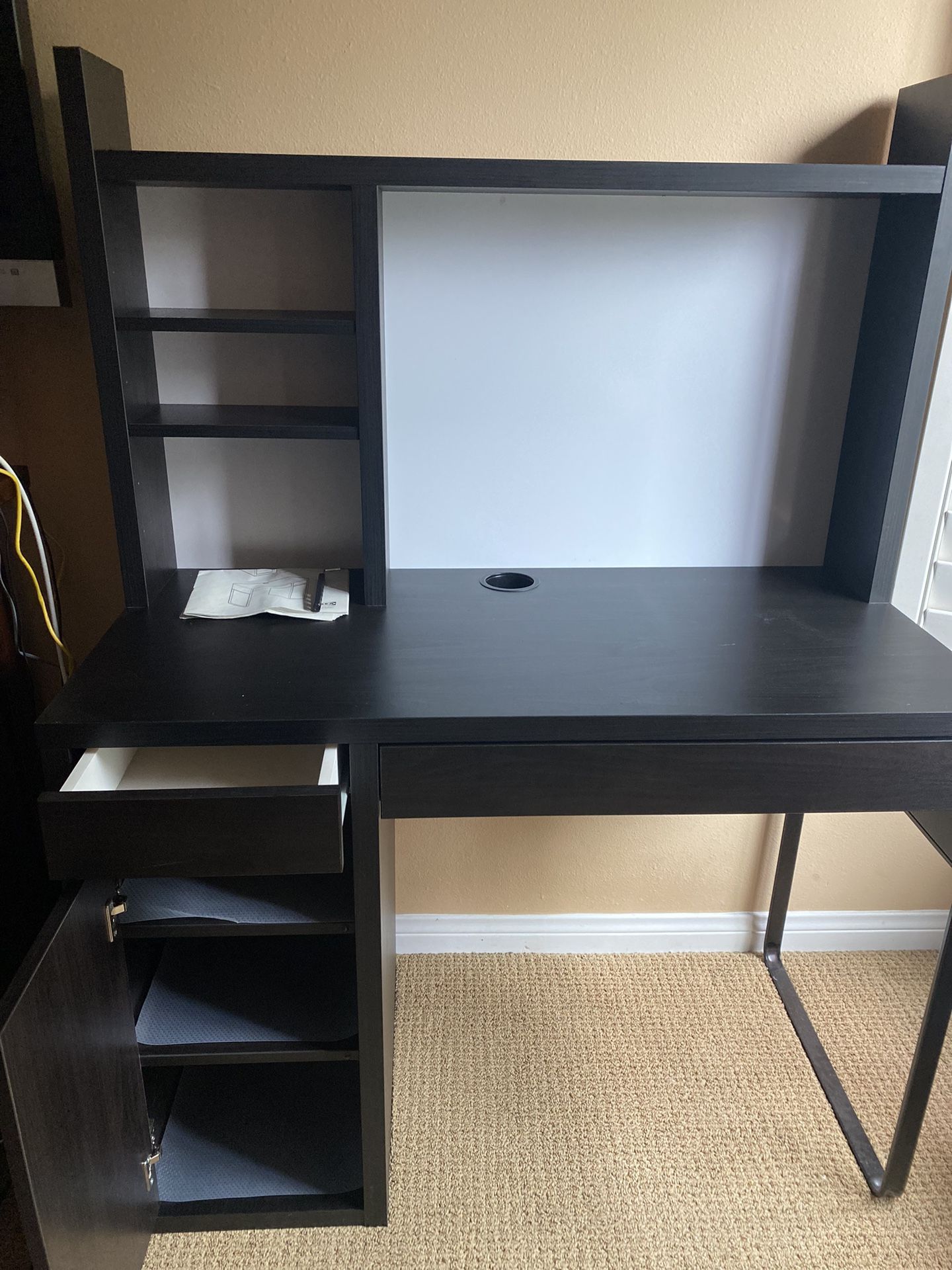 IKEA Black-brown Desk with hutch - MICKE