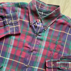 Vintage Polo Ralph Lauren Colorful Plaid Button Down Long sleeve  Mens Large