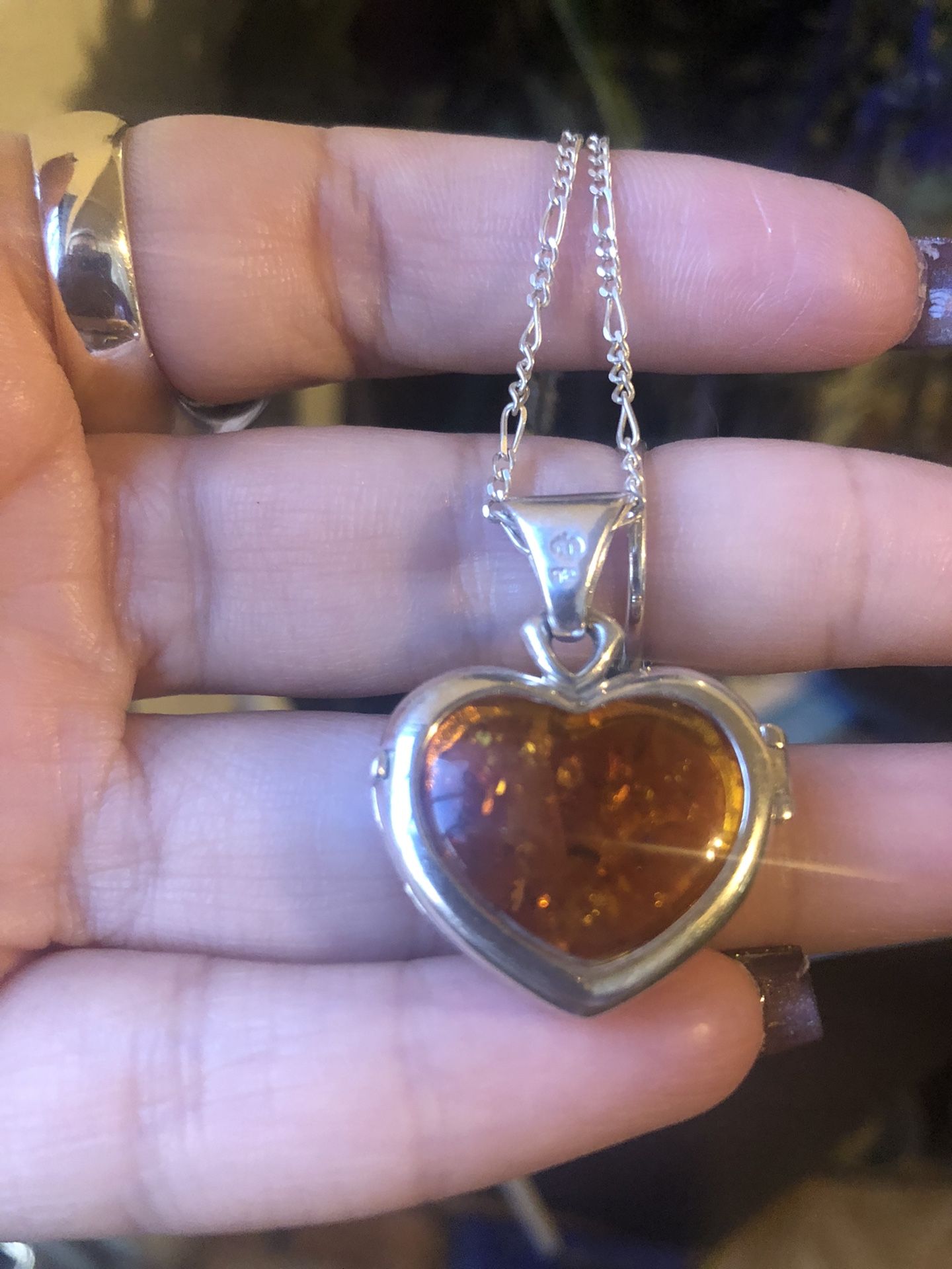 Sterling Silver Amber Necklace 