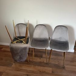 Gray Gold Modern Velvet Dining Chairs