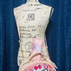 Crossbody Fashion Pink Kitty Handbag with wallet included