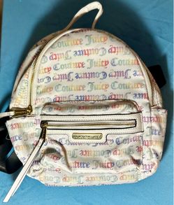 Juicy Couture Rosie Mini Backpack White Rainbow Multicolor Gothic Logo