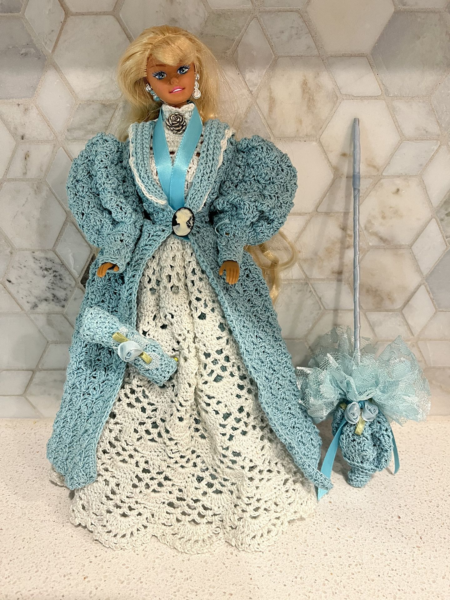 Vintage Crochet Barbie Period Dress