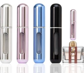 opasyo 4 Pcs Mini Perfume Atomizer Refillable Bottle, 5ml Portable Bottom Fill Scent Dispenser, Leak-Proof Cologne Travel Spray Pump for Purse & Lugga