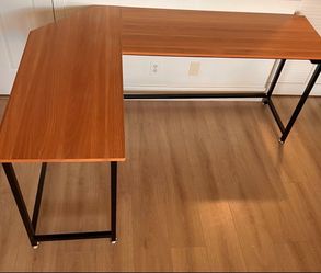 L shaped wooden desk