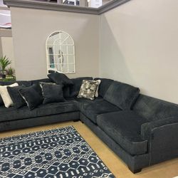 Lavernett Charcoal 3pc Symmetrical Sectional Sofa