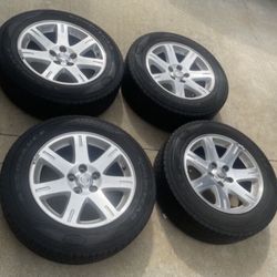 4 X 215/65r17 5x4.5 5x114.3 5x115 Stock Chrysler 300 Toyota Camry Cr-v Mustang Tacoma Civic Sentra Altima Camry Rims Wheels Good 90% Treads Tires!!