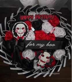Horror Theme Artificial Rose Bouquet Happy Birthday