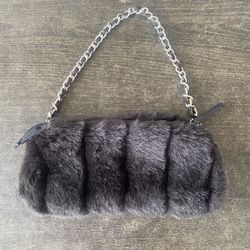 Vintage fashion express faux fur small purse