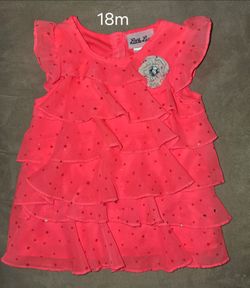 Pink coral ruffle baby dress 18m