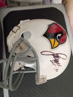 Larry Fitzgerald autographed mini hidden treasures  helmets