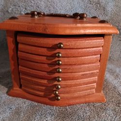 Vintage Wood 9 Piece Coaster Set