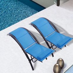2PCS Set Lounges Outdoor Lounge Chair Lounger Recliner Chair for Patio Lawn Beach Pool Side Sunbathing (Gray)