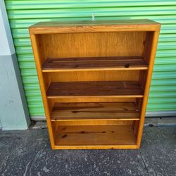 Solid Wood Bookshelf – Rustic Pine Finish, 4 Shelves