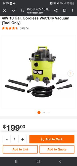 Ryobi 40v Wet Dry Vac (Tool Only)