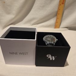 "Nine West "Bold men's "Jasper " wristwatch /black  leather  band,water resistant 
