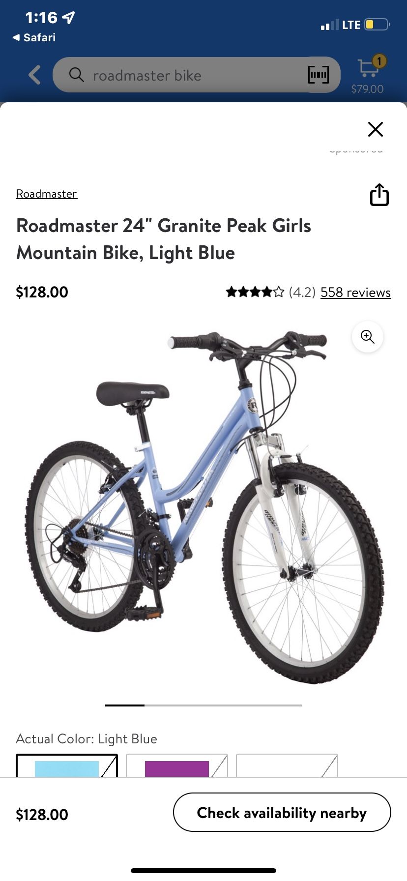 $65 Roadmaster 24” Mountain Bike ($128 At Walmart)