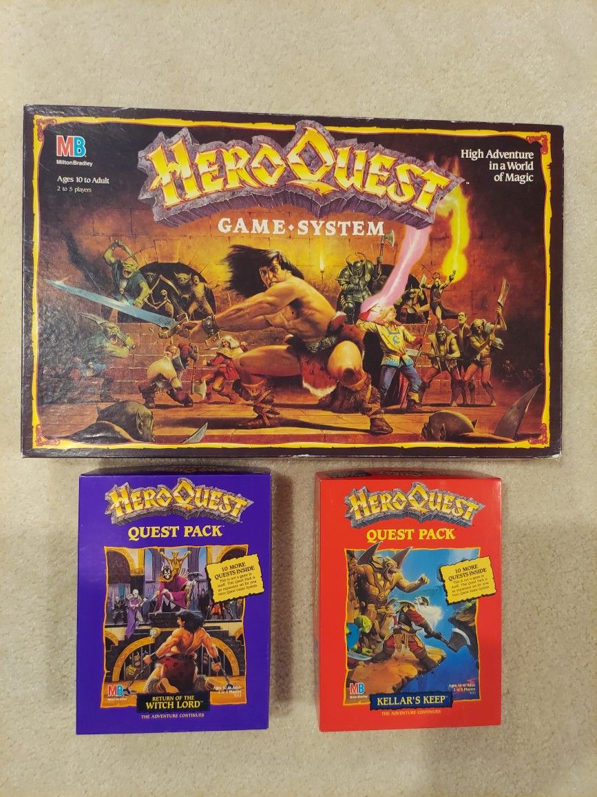 RARE Hero Quest Board Game With Kellers Keep And Witch Lord Expansions 