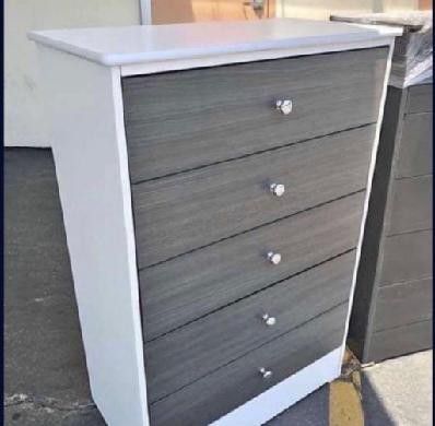 New Grey&White 5 Drawer Dresser