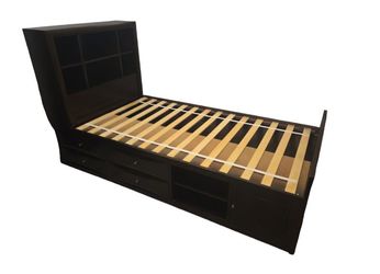🛌  Nice Espresso Wood Twin Captain's Bedframe w/ Built-in Storage