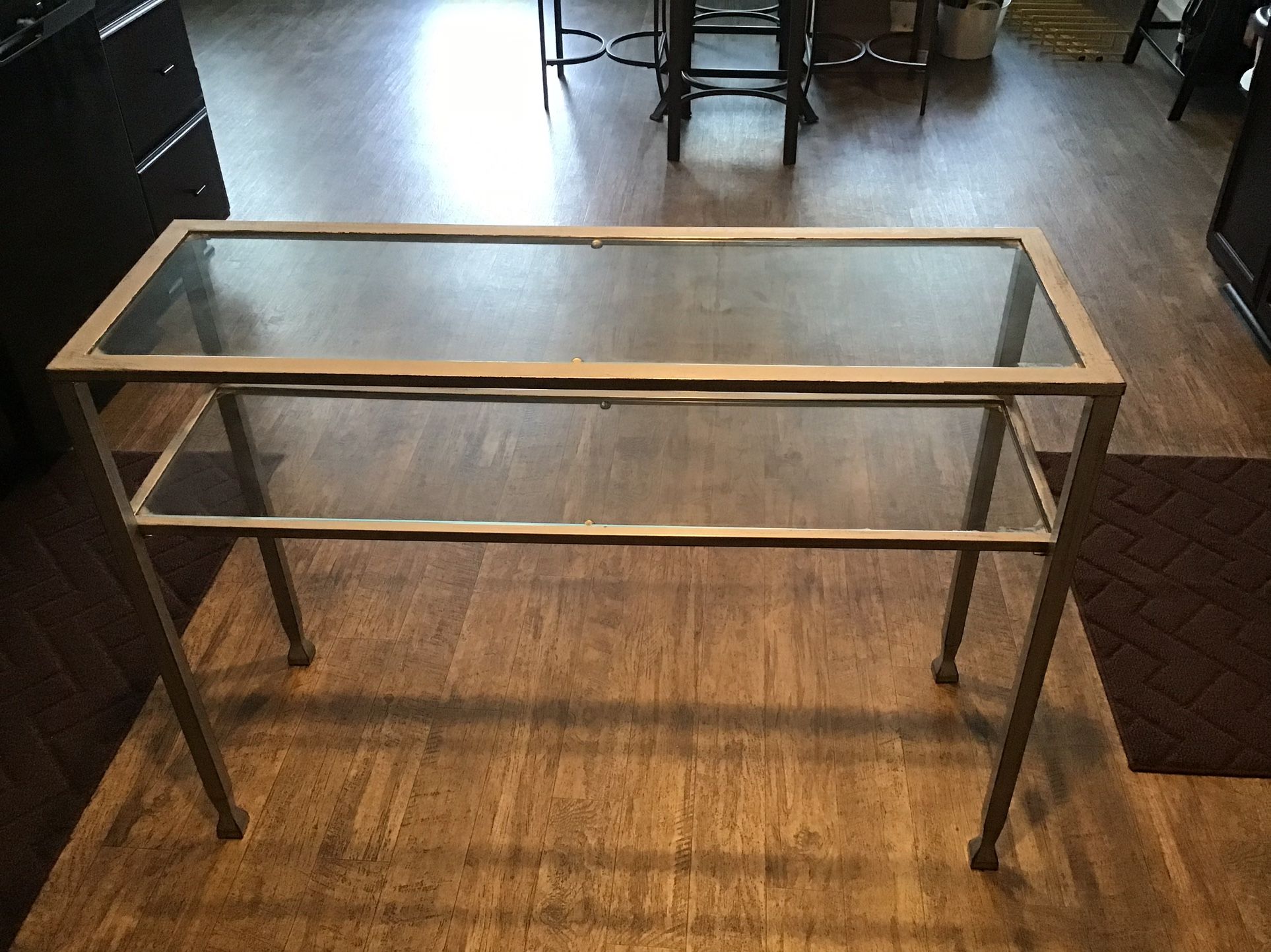 Silver Glasstop Console Table