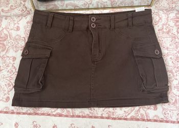 Brown Denim Skirt L