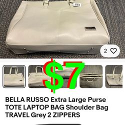 Extra Large Purse TOTE LAPTOP BAG Shoulder Bag TRAVEL Grey 2 ZIPPERS