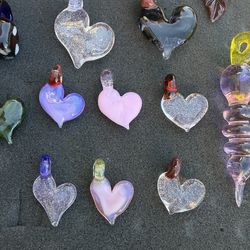 Glass Heart Pendants Hnadmade