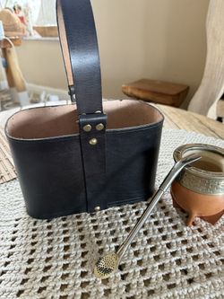 Mate Imperial Con Alpaca Bombilla De Alpaca Y Porta Mate! Todo En Cuero 