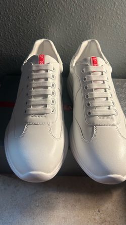 Prada White Leather Low-Top Sneakers