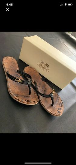 Coach Sandals Slip On Flip Flops Size 8 Black