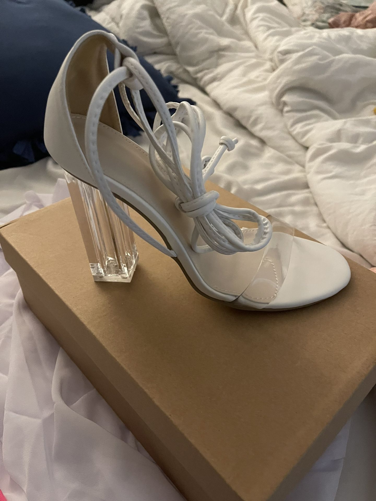 White Clear Heels