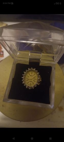 Dufonte by Lucien Piccard 14kt watch ring with diamonds