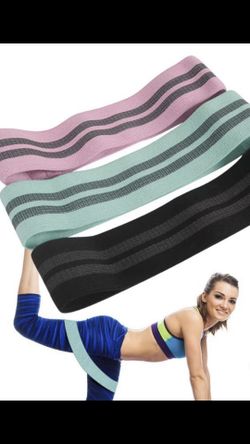 Booty bands made out of non slip fabric colored for different resistance.