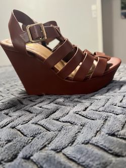 Brown Strappy Platform Wedge Sandals