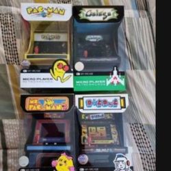 4 - MINI ARCADES GAMES NEVER USED PAC MAN ,MS PACMAN, GALAGA & DIG DUG