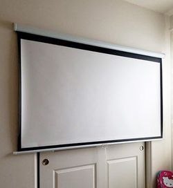 (NEW) $60 Manual 100” 16:9 Projector Screen Manual Pull Down Matte White Viewing Area: 87x49”