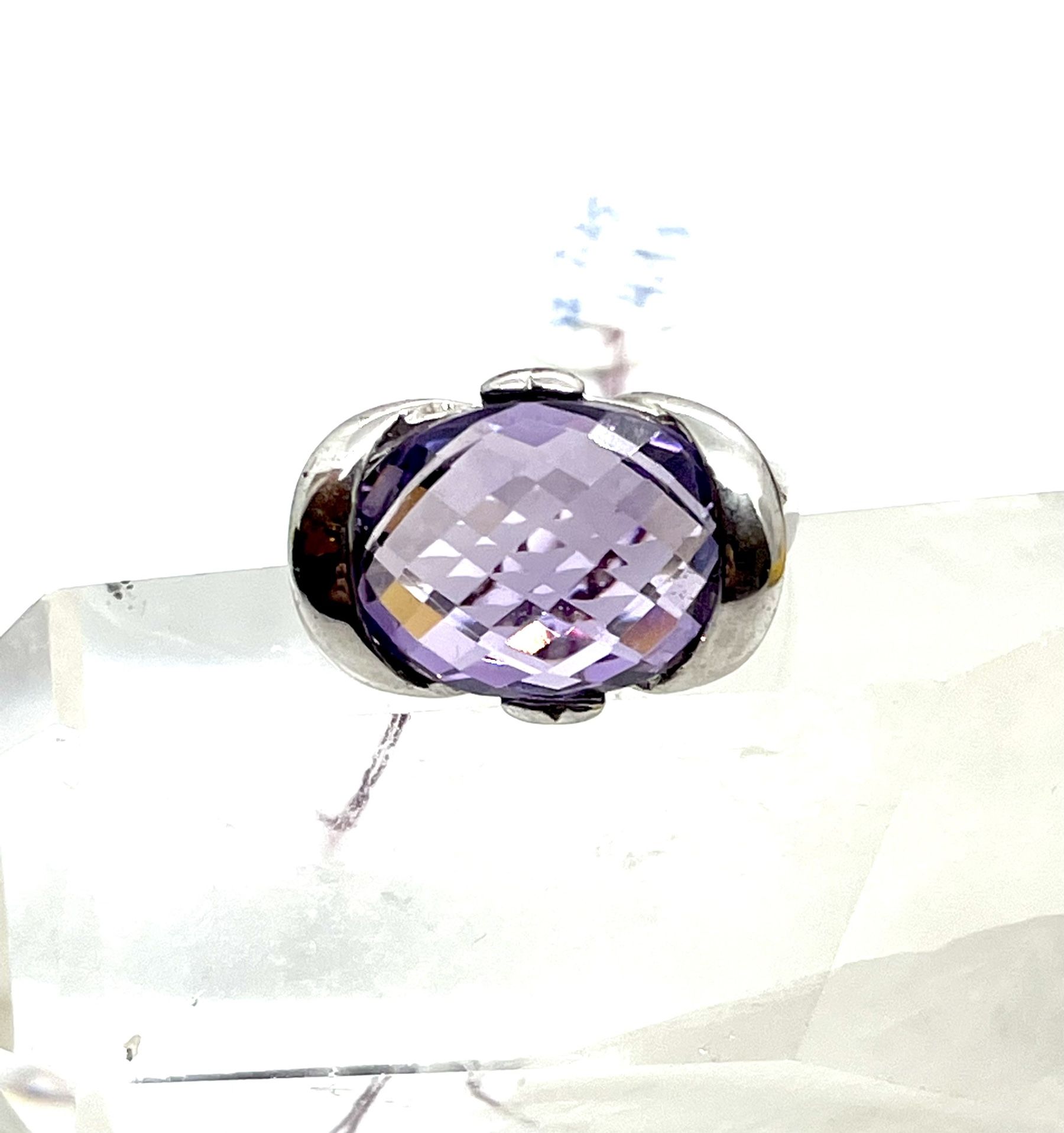Sterling Amethyst Ring Sz 7.25