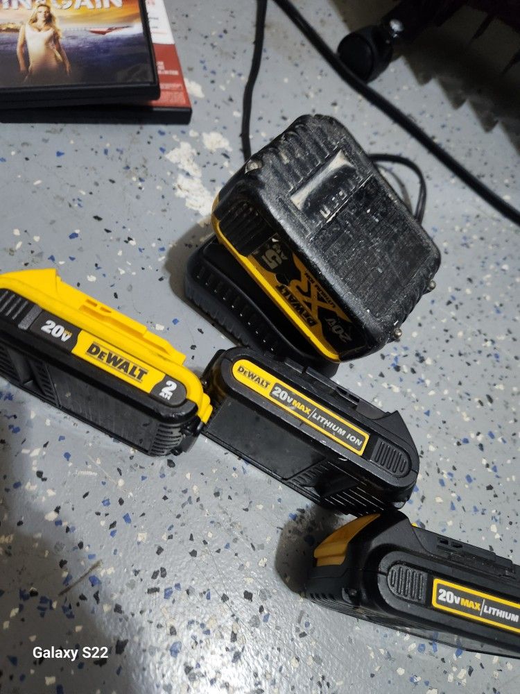 Dewalt Battery Charger And 3 Batteries (Including a XR Battery)
