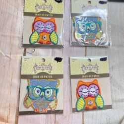 4 NEW! Owl You Need is Love Set in 2 Styles Create Something Iron on Patch DIY NWT