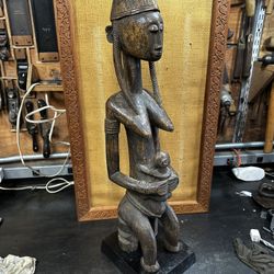 30 Inch Tall Antique African Bambara Female Fertility/Maternity Wood Statue