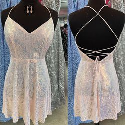 New With Tags Blush Colored Sequin Formal Dress & Homecoming Dress $45