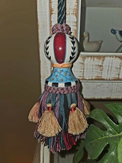 Vintage MacKenzie Childs Handpainted Ceramic Decorative Tassel.