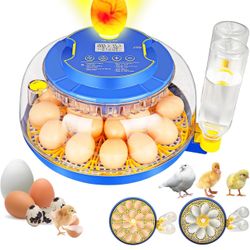 Automatic Egg Incubator with Auto-Turning & Humidity Control, 18 Eggs Capacity with Dual Egg Trays - Hatcher for Chicken, Duck, Quail Eggs, Huevos, Po