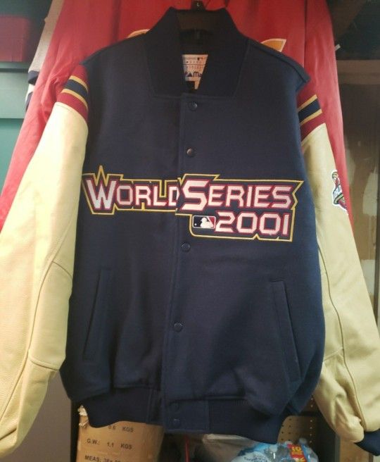 VTG, Authentic 2001 World Series Wool & Leather Bomber Jacket by Majestic Adult Lg.
