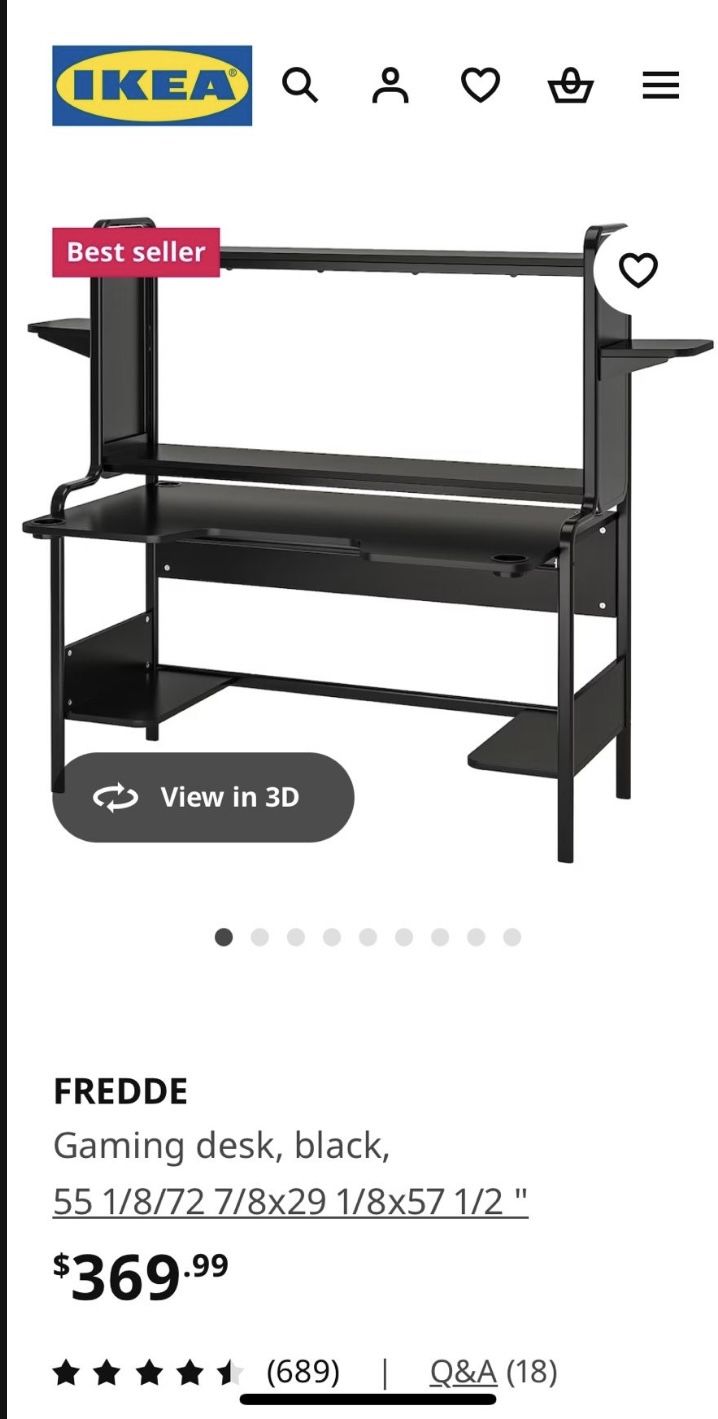 Black IKEA Gaming Desk