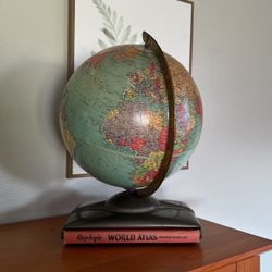 1950’s  Globe With Replogle World Atlas Book